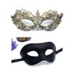 Mask Couple Halloween Set With Rhinestones And Lace For Holiday Party Costumes