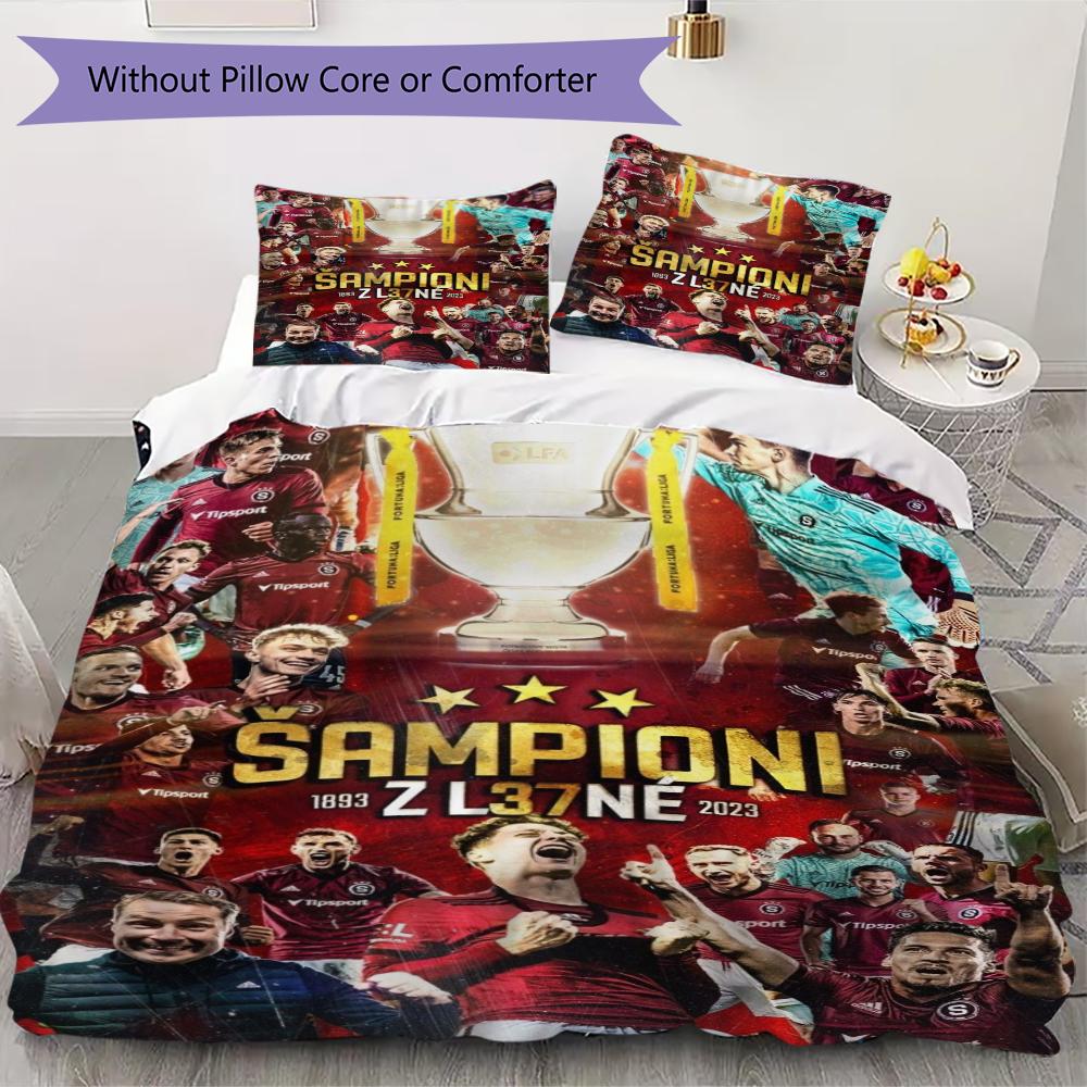 AC Sparta Praha Muster Bettwäsche Steppset Bettbezug Kissenbezug Heimdekoration Geburtstagsgeschenk (1 Bettbezug + 2 Kissenbezüge (ohne Füllung))