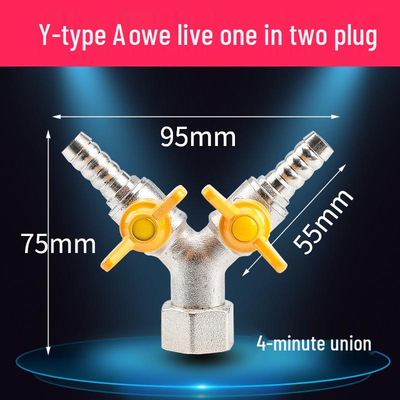 Vollkupfer 4-Punkt Gas- und Wasser-Union T-Kugelventil