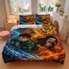 3pcs Demon Slayer Four Elements Printed Bedding Set, Soft and Comfortable Quilt Cover for Bedroom, Guest Room .H023