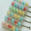 Keyboard Fidget Toy 5-Keys Anxiety Relief Finger Clicker Keychain Focus Aid Clear Keycap Keyboard Decompression Button Sensory