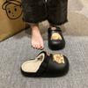 Cute cartoon velvet thick-soled women's cotton slippers 2025 autumn and winter new outer wear two wear bag head and half slippers women
