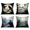 Halloween Black Tree Crow Pillowcase Cushion Polyester 45X45Cm Throw Pillow Cover Sofa Chair Bed Cushion Cover Pillowslip Decor
