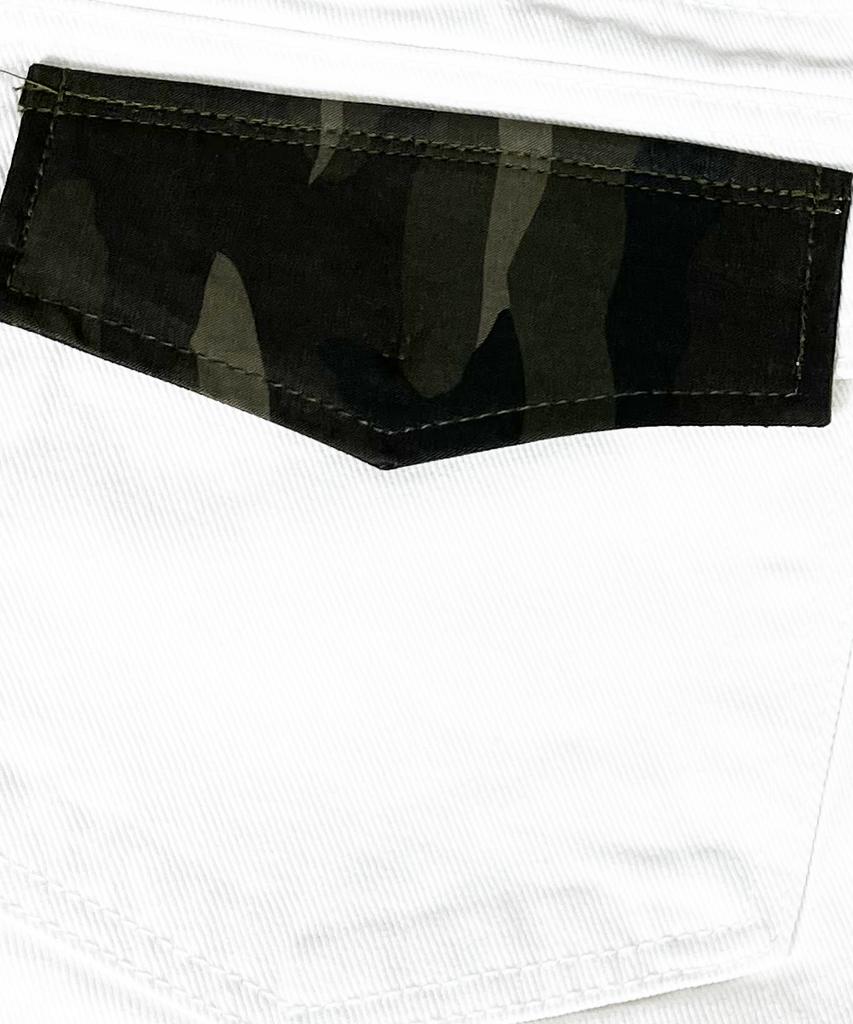 SK8ER ROCK Camo Flap Ivory Curved Jeans