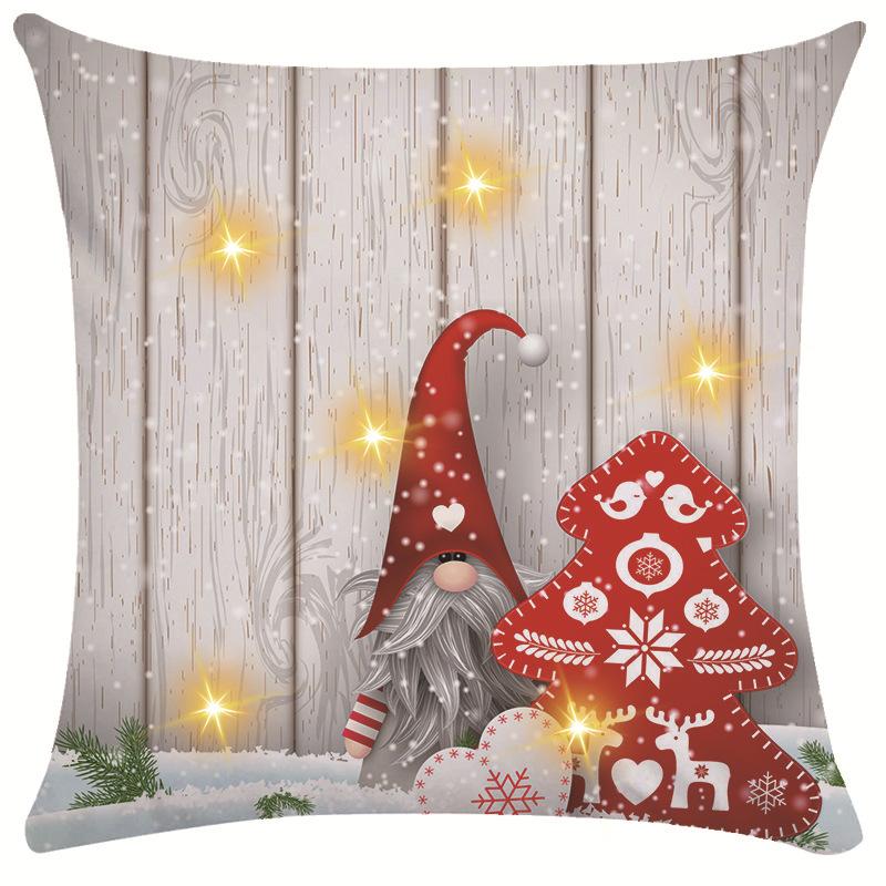 

1pcs Creative Christmas Theme Cushion Pillow Cover Fashion LED Light Decorative Throw Pillowcase Classic Santa Claus Dust Cover 18x18Inch