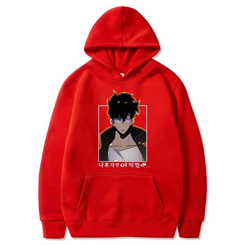 Solo Leveling Anime Mikina s kapucí Sung Jin Woo Potisk s kapucí Pánská Dámská Streetwear Zimní Teplá Fleecová Mikina Nadměrná Velikost Pulovr