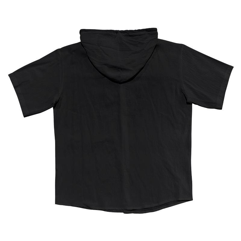 Men's Sports Casual Short-sleeved Shirt Hooded Fashion Sweater Cardigan Loose T-shirt