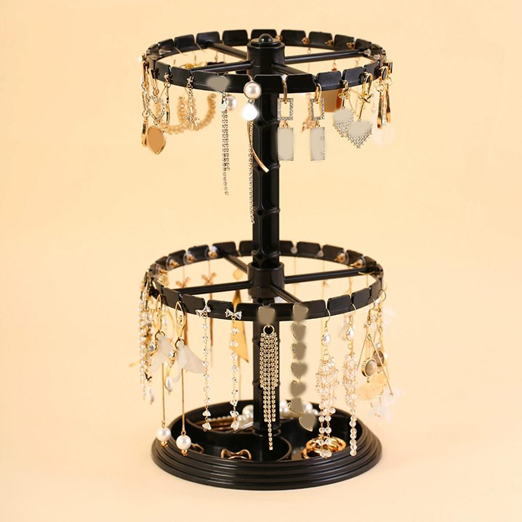 1pc Double Layered Rotating Jewelry Rack, Transparent Tree Shaped Jewelry Display Rack, Earring and Necklace Storage Rack