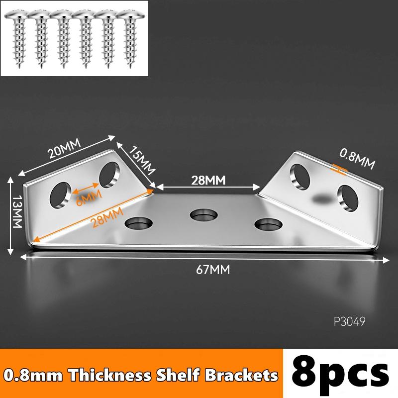 Universal Stainless Steel Furniture Corner Connector, Angle Corner Bracket with Screws for Shelves Wood Furniture Cabinets