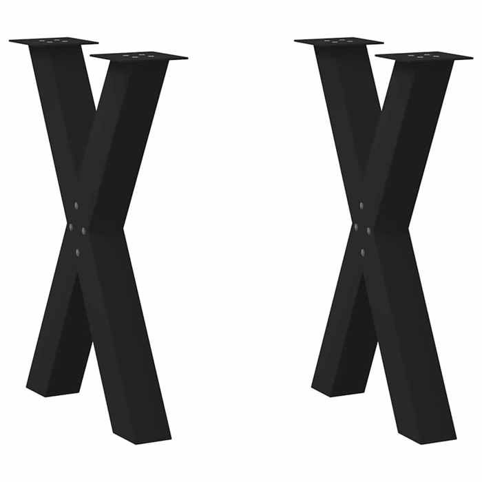 VidaXL Pieds de table à manger en forme de X, 2 pièces, noir, 50 x (72-73) cm, acier 4012968