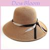 Paper Straw Wide Brim Sun Hat With Bow Knot For Summer Beach Vacation Style