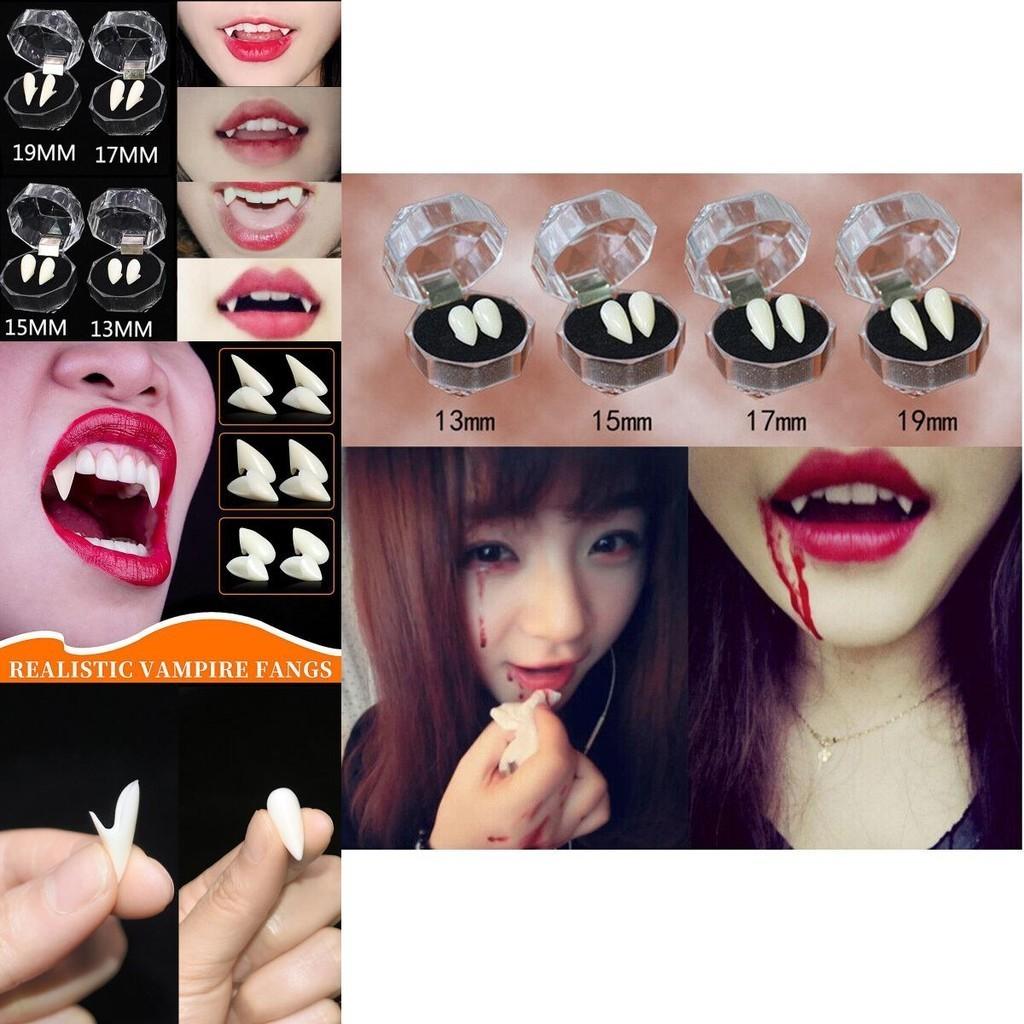 Realistic Halloween Vampire Fangs Teeth Kit With Solid Adhesive And Customizable Sizes