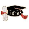 Saison de remise des diplômes 2026 Insigne de casquette doctorale en alliage Broche académique élégante pour diplômés Solide et poli Diamètre 25 mm