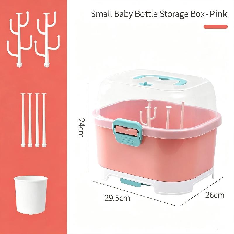 Baby Bottle Storage Box Large Capacity Dustproof Clear Lid Portable Handle For New Parents Daily Use