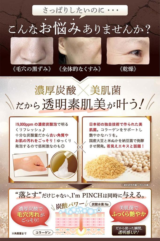 Carbonated Face Pack Gel - Pore Care - No Mixing Required - Use the Power of Fermentation - Brightens Skin - I'm Pinch - 6 Packets (1 Month Supply)