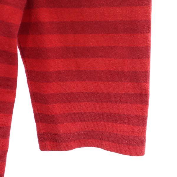 Marimekko Made In Finland Border Pattern 7 Minutes Sleeve Cut S Red Tops Women Used