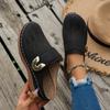 Mules Donna Taglie Forti Punta Chiusa Fibbia Metallica Zeppa Sandali da Spiaggia
