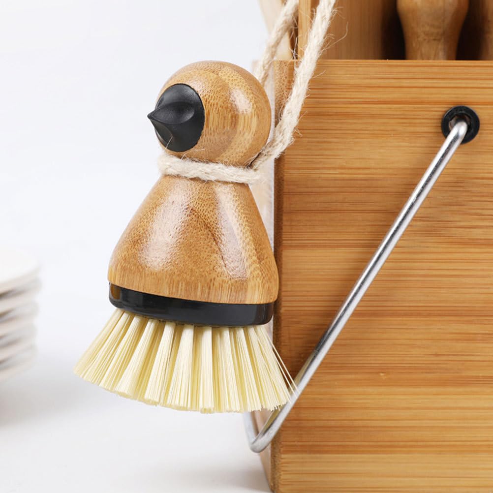 OUNONA Cepillo de Cocina con Estropajo de Bambú para Lavar Woks Chinos y Sartenes de Hierro Lavar Vajilla Lastimar Tus Manos Limpieza Cocina Herramientas de Cocina