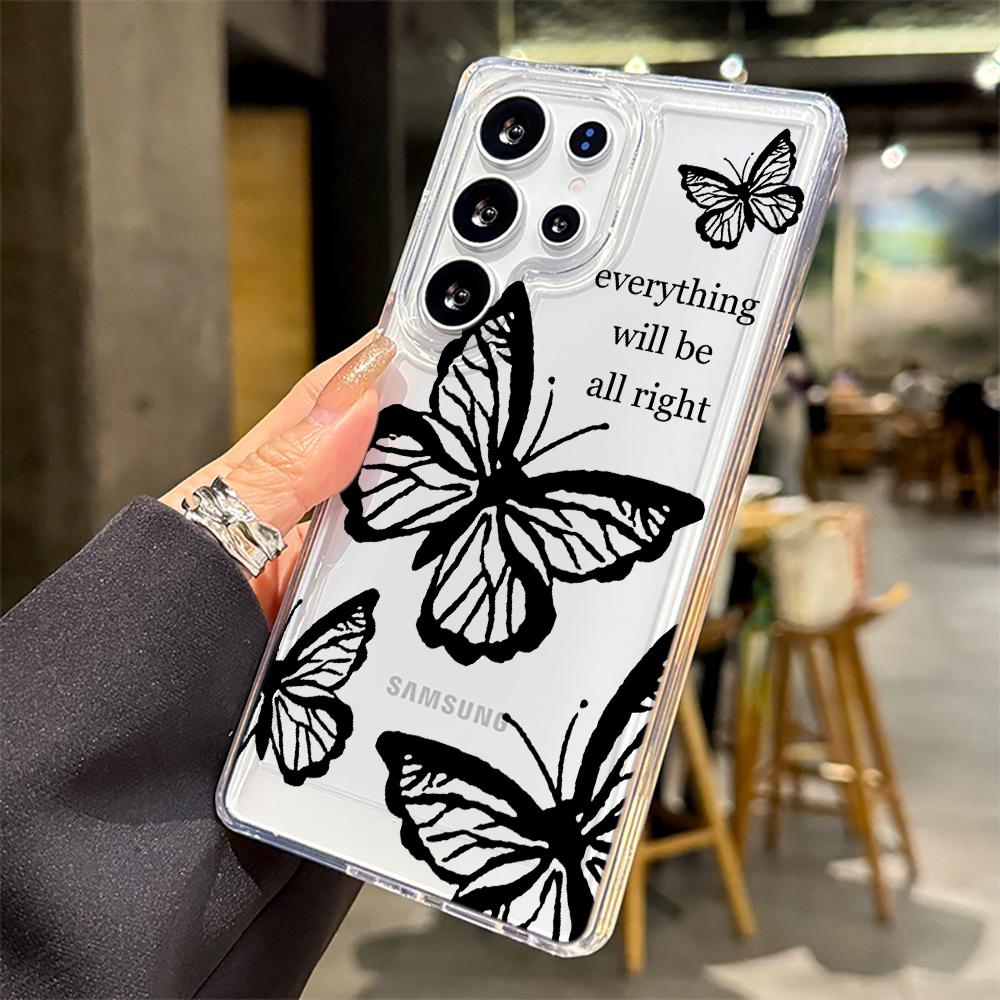 Trendy Butterfly Phone Case For Samsung Galaxy Note 20 S25 S24 S23 S22 S21 Ultra FE Plus A55 A54 A53 A35 A34 5G Silicone Funda