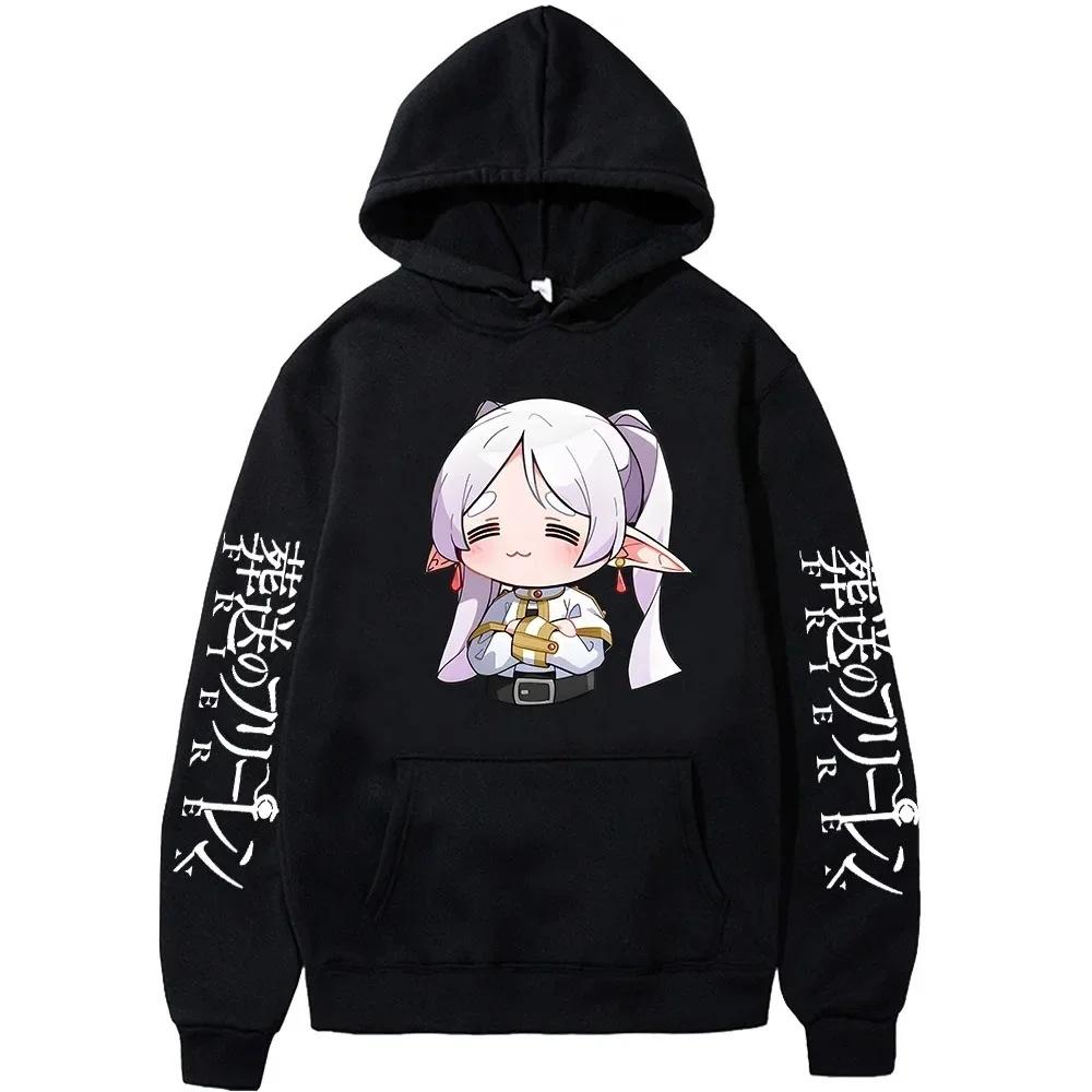 Cartoon Cute Frieren Hoodies Beyond Journey's End Manga Prind Autumn Winter Fleece Streetwear Tops