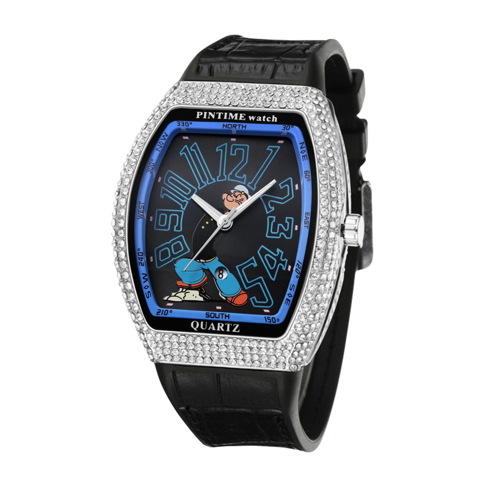 Watch Men S Diamond Temperament Barrel Shape Watch Business Cool Fashion Waterproof Quartz Watch