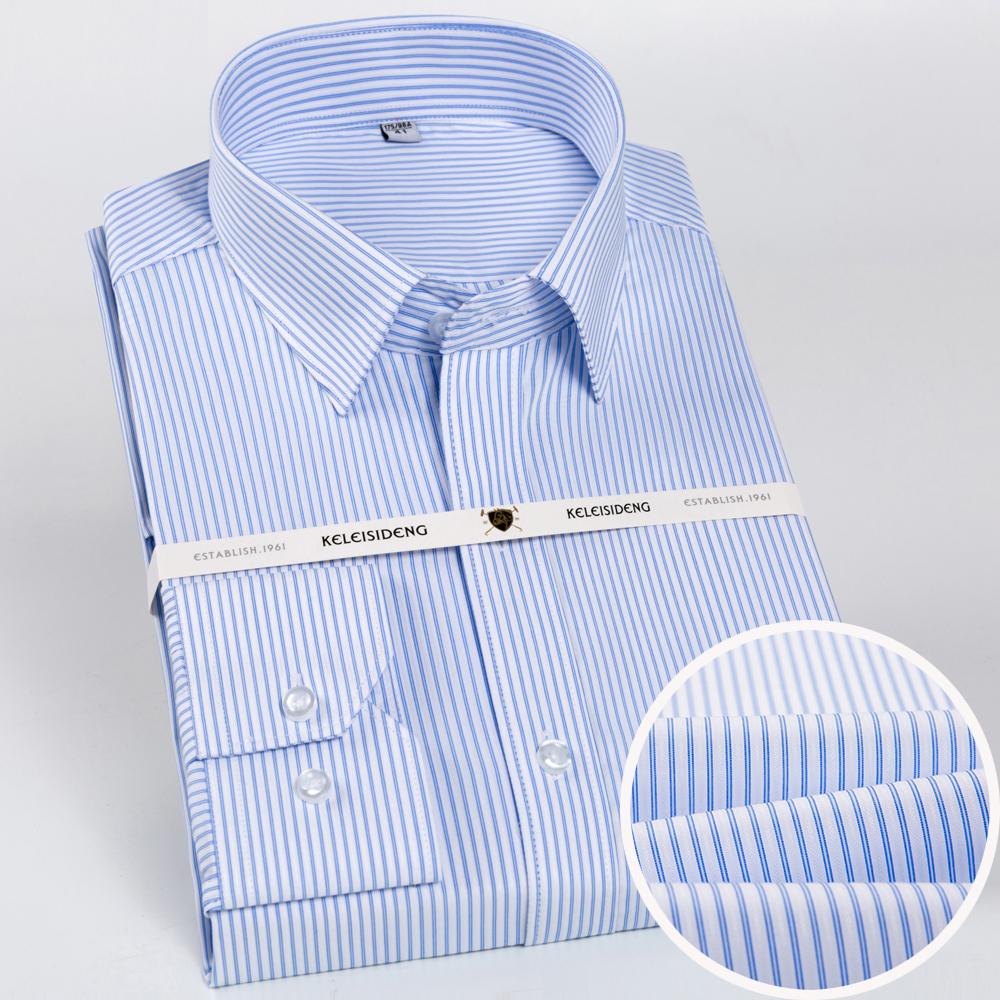 Men's Houndstooth Pattern Spread Collar Non-Iron Formal Shirts 100% Cotton - Long Sleeve Premium Quality Business Office Wear