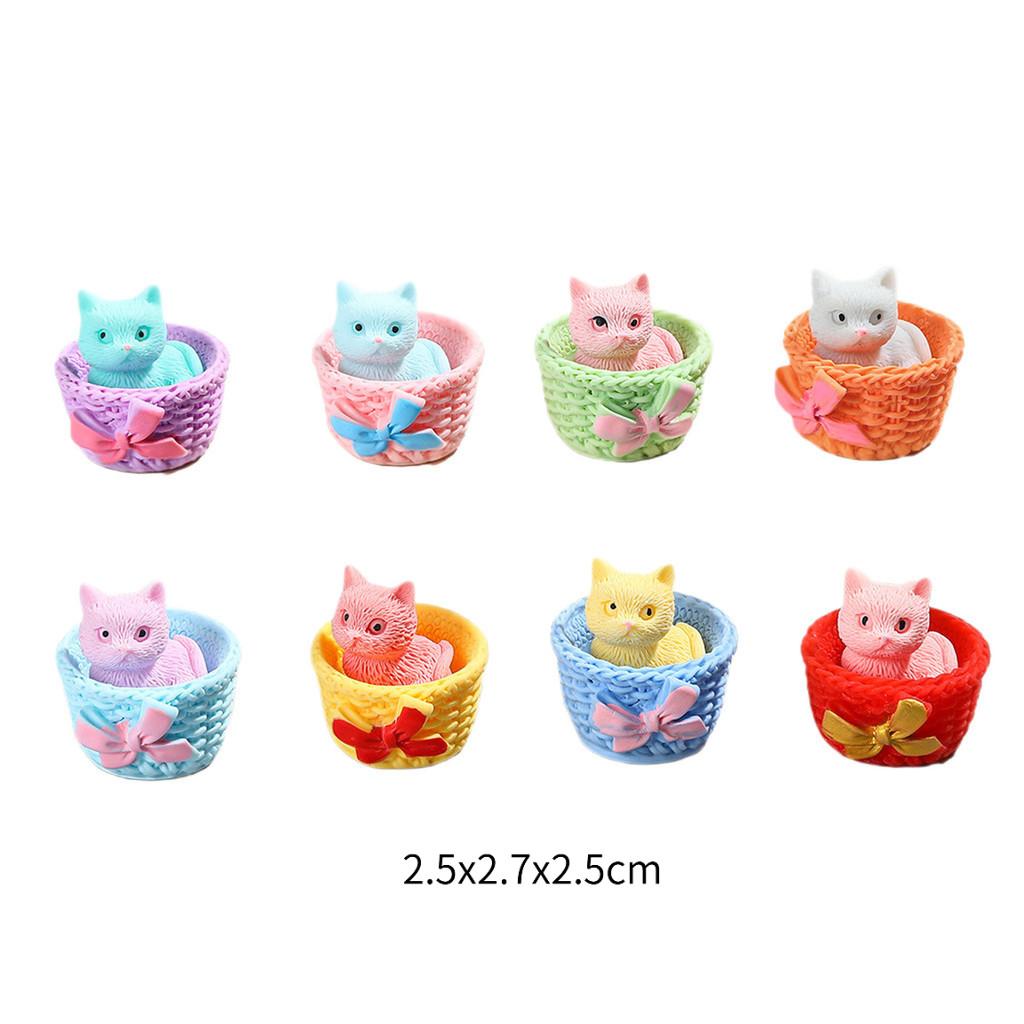 5 шт. Разноцветные Корзинки Животные Кошки Миниатюры Смоляные Украшения DIY Декор Сада Фей Моховой Террариум Микроландшафт 2.5x2.7cm разноцветный