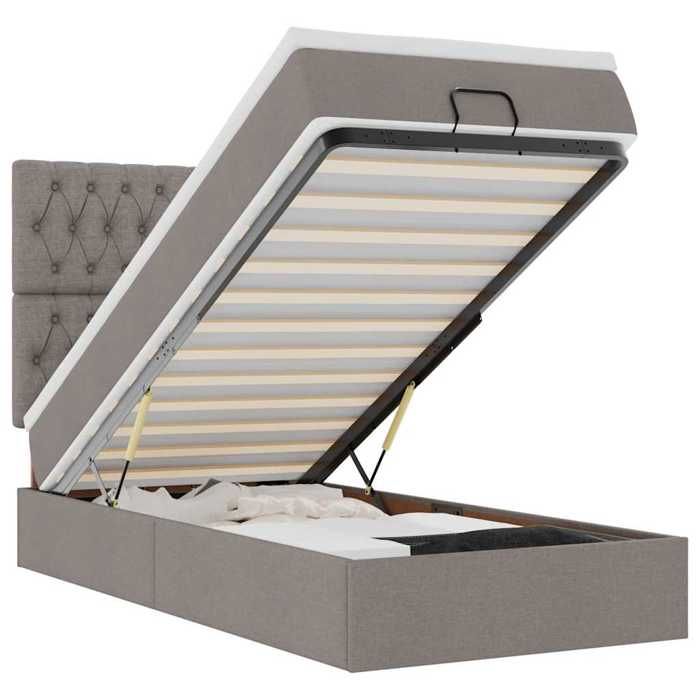Lit ottoman - Maison Exclusive - 90x200 cm - Tissu taupe - Rangement sous le lit