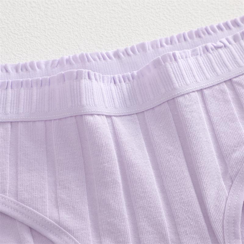 FINETOO 3Pcs/Set Cotton Striped Stretchy Underwear Women's Low Waist Panties Sexy Elastic Wide Belt Solid Color Briefs Comfort Lingerie