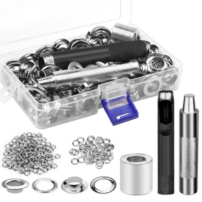

Grommet Tool Kits Grommets Eyelets Washers Set Eyelet Tool Kits with Storage Box 12mm Eyelet Set for DIY Clothing Tent