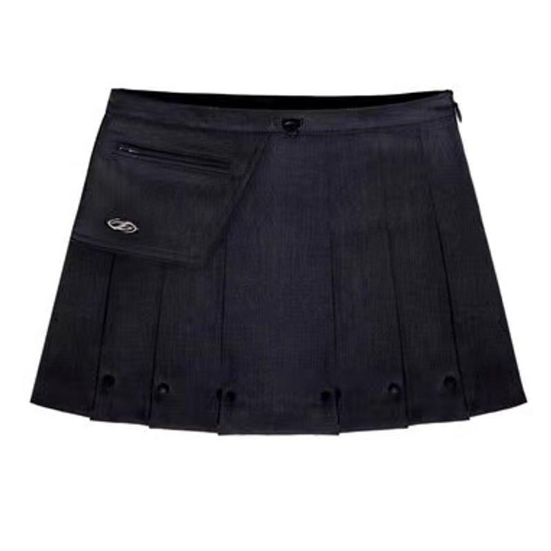 

Oni Drawstring Waist Metal Decoration Y2g Pleated Skirt Spot goods M