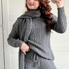 2025 Autumn/Winter High Neck Cozy Scarf-Top Sweater and Long Pants Set
