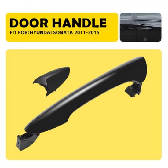 Outside Bar Handle Fit Door Sonata Right Hyundai Front 2011-2015 Black Side