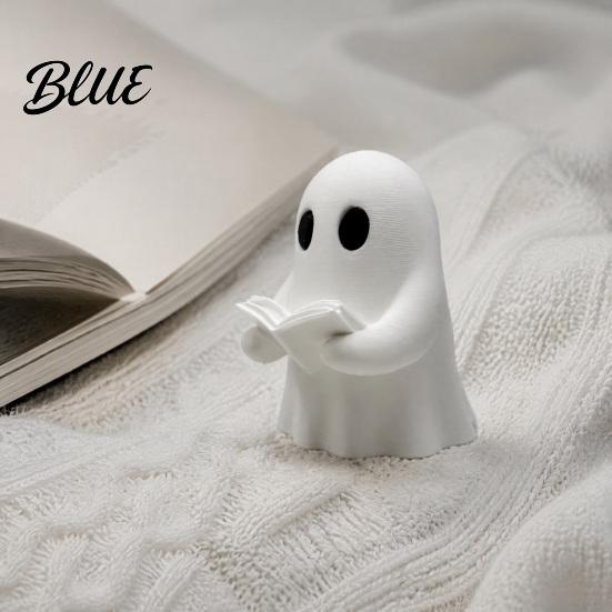 Decorative Figures for Bookshelves Halloween Mini Ghost Reading Book Ornament 3D Printed Cute Little Handmade Table Centerpieces Figurine,