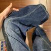 Samtige Dicke Amerikanische Retro Gebogene Jeans für Damen - Hoher Bund, Weiter Bein, Herbst-Winter 2025 Kollektion