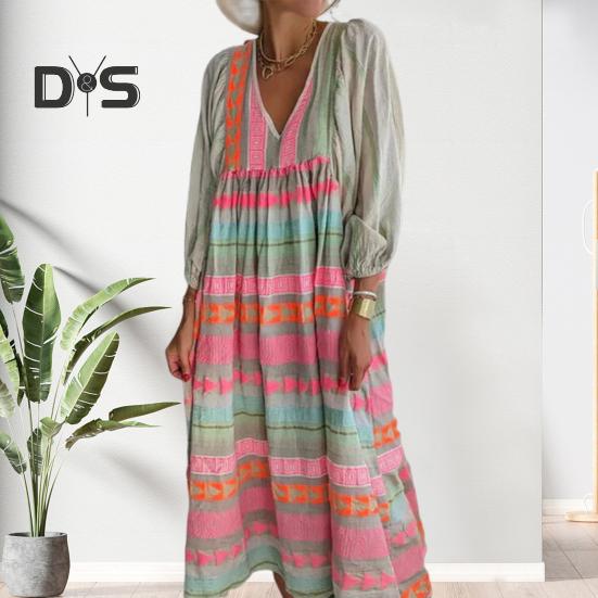 Pullover Lady Sommerkleid Bohemian Trendy Laterne Ärmel Lady Maxikleid