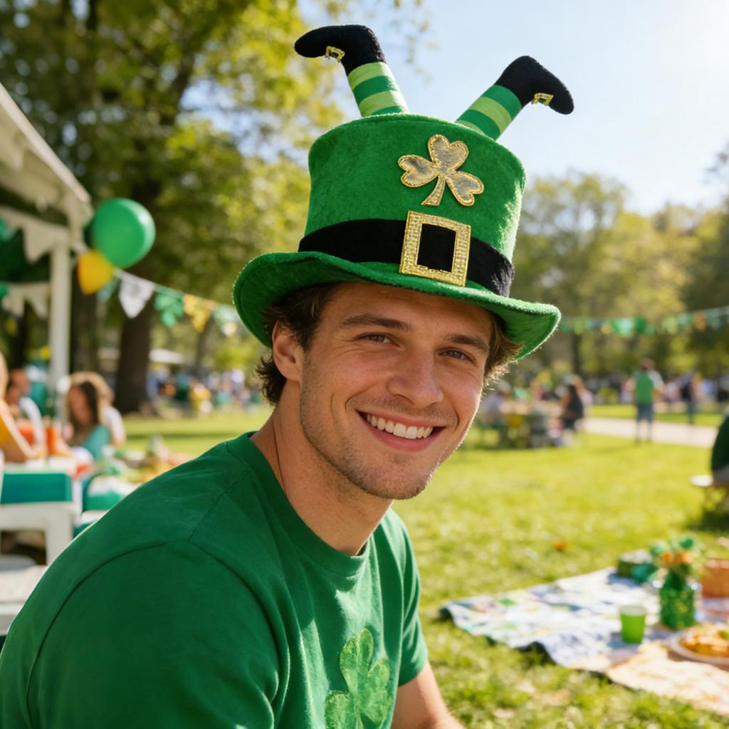 Irish Leprechaun Hat For St. Patricks Men And Women Top Hat With 3D Irish Legs And Costume Accessory