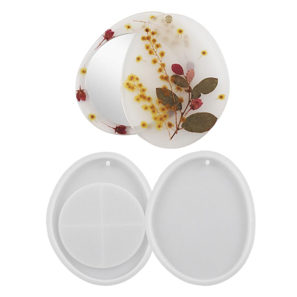 Silicone Mold Set Makeup Glass Molds Jewelry Making Mold Epoxy Casting Molds Suitable for Rotating Makeup Glass