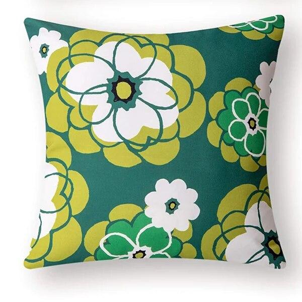 Bedroom Living Room Sofa Home Decor Cushion Cover Green White Geometric Pattern Petal Pillowcase