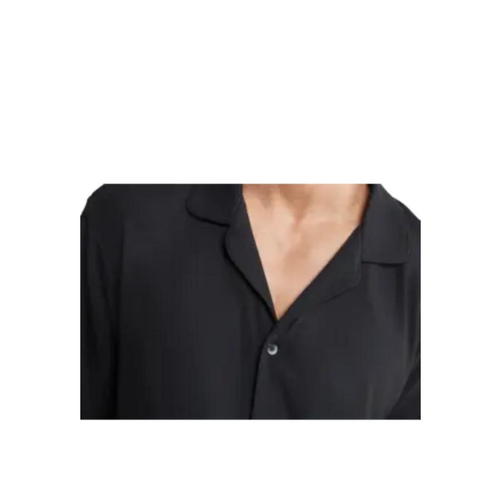 Calvin Klein Black Label Solid Color Suit Collar Long Sleeve Pajama Top Men Tops NM2445-UB1