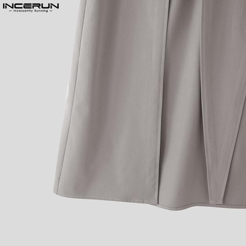 INCERUN Men High Waist Side Zip-Up Bow Kont Long Party Splits Kilt Skirts