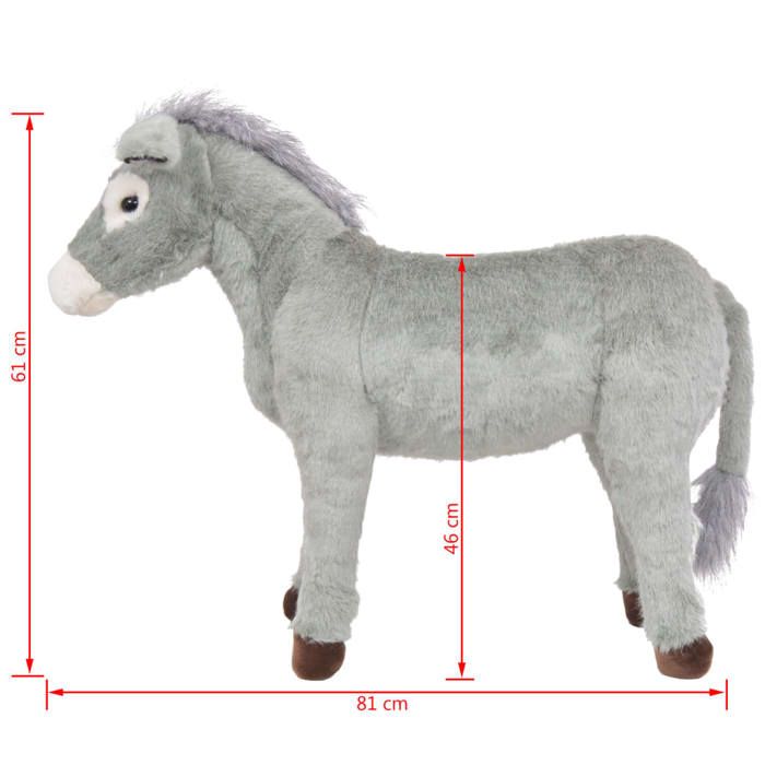 VidaXL Jouet en peluche Âne Gris XXL 91343