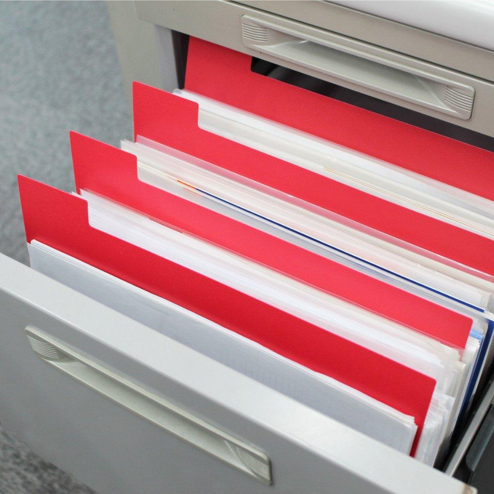 Vertical A4 Divider Guides Document File Drawer Storage Tray Set of 10 - Shelf, Bookshelf, Divider, - (Red)