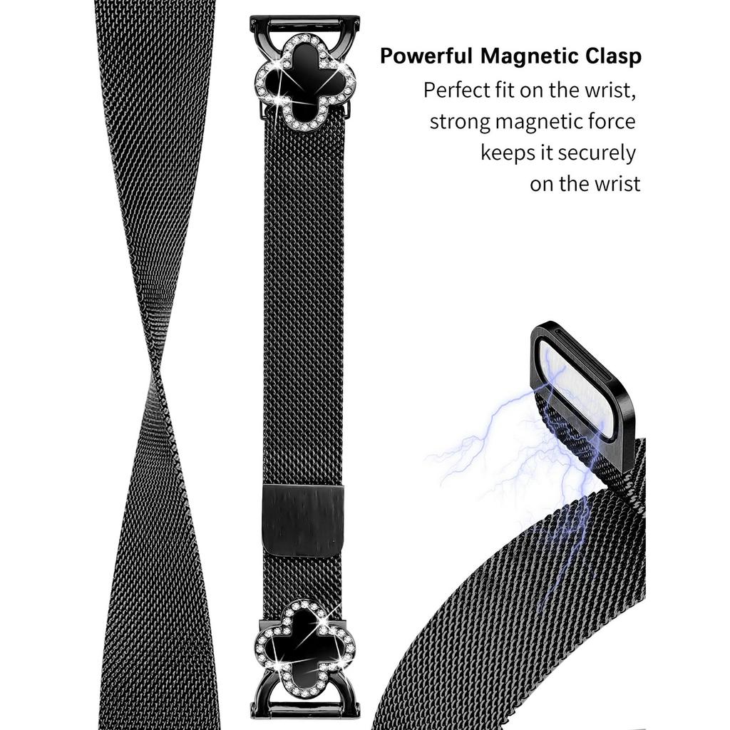 For Garmin Vivomove Sport/Venu 2 Plus Milanese Band Clover Decor Electroplated Stainless Steel Strap,Size: L