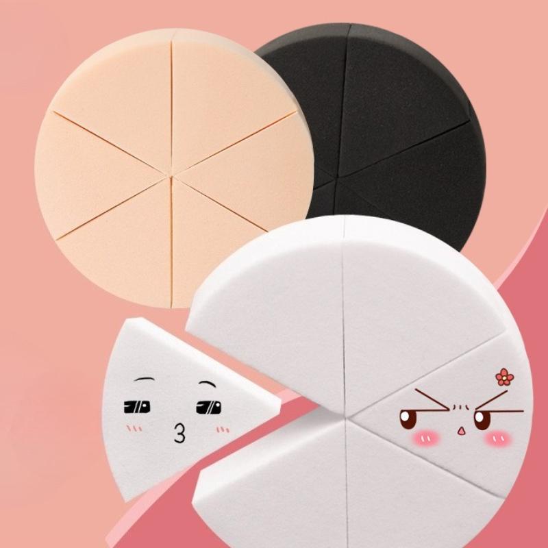 6Pcs/Set Triangle Make Up Sponges Face Foundation Concealer Cream Fan Shaped Detail Powder Puff Cosmetics Applicator Tools Black