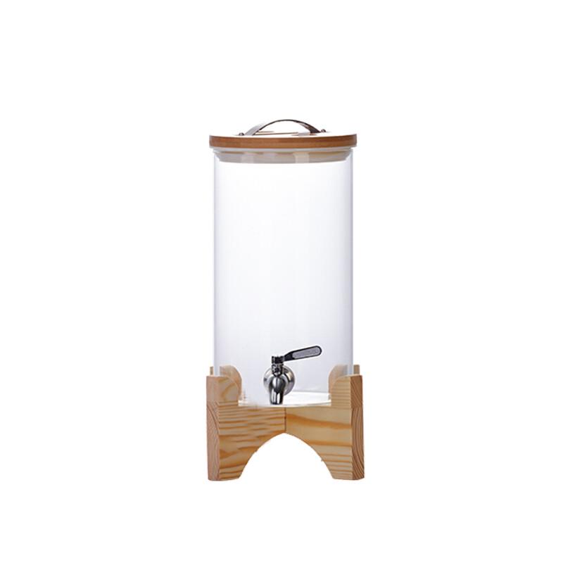 Szklany dozownik do soków z kranikiem ze stali nierdzewnej