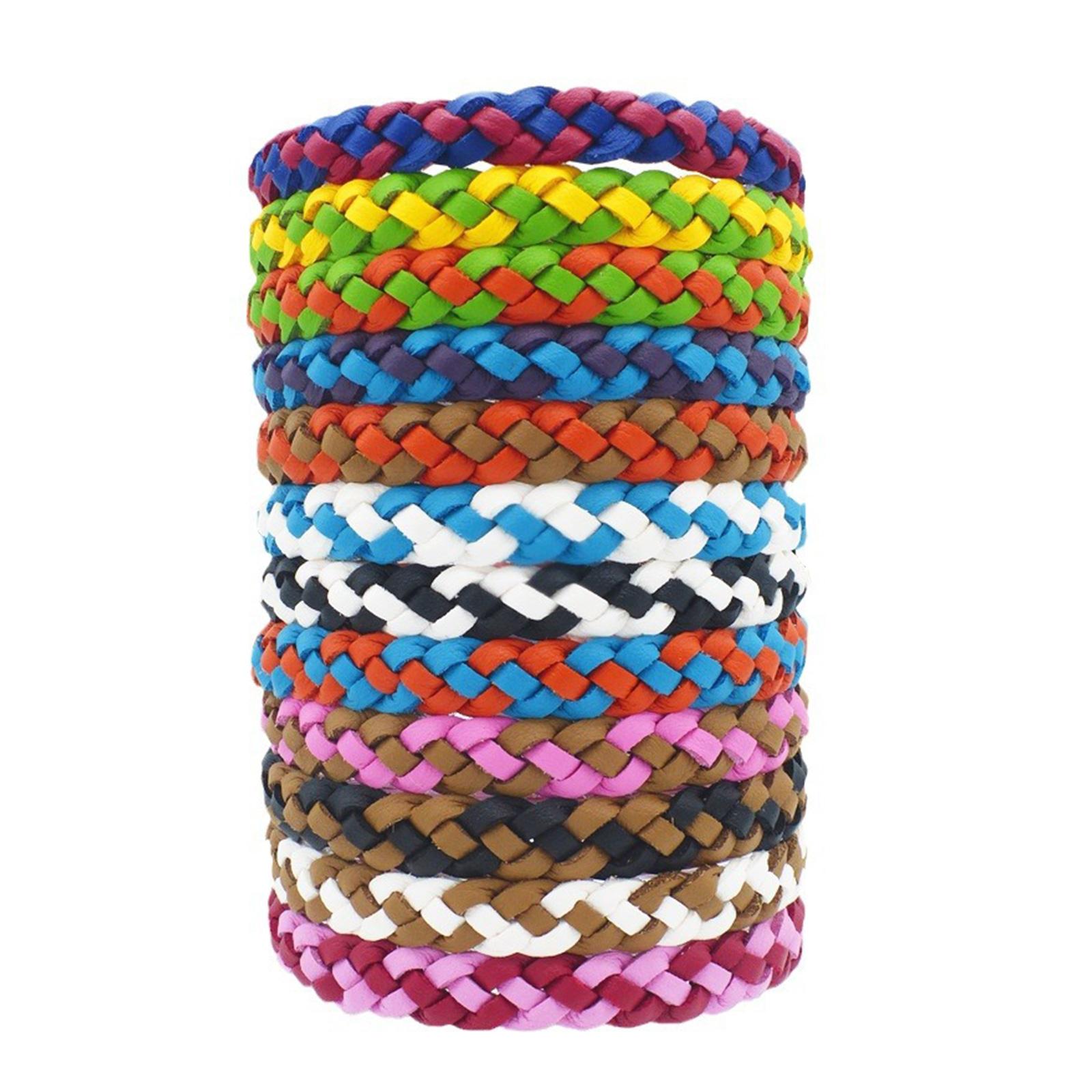 

12Pcs Mosquito Guard Bracelet Natural and Waterproof Wristbands Plant Essential Oil Leather Bracelet for Camping Hiking