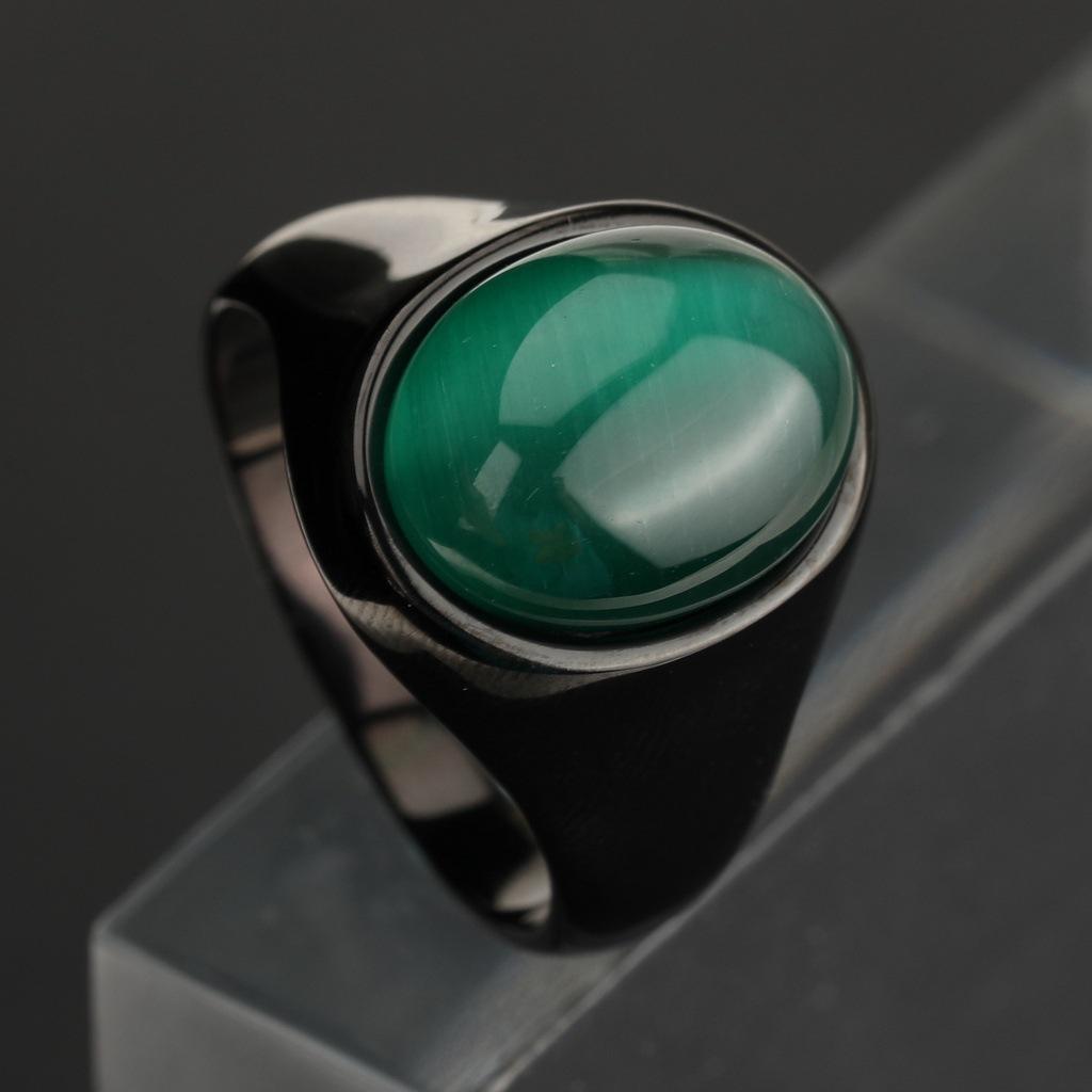 Black Onyx Men's Punk Fashion Hand Accessories Street Hip Hop Cat's Eye Ring
