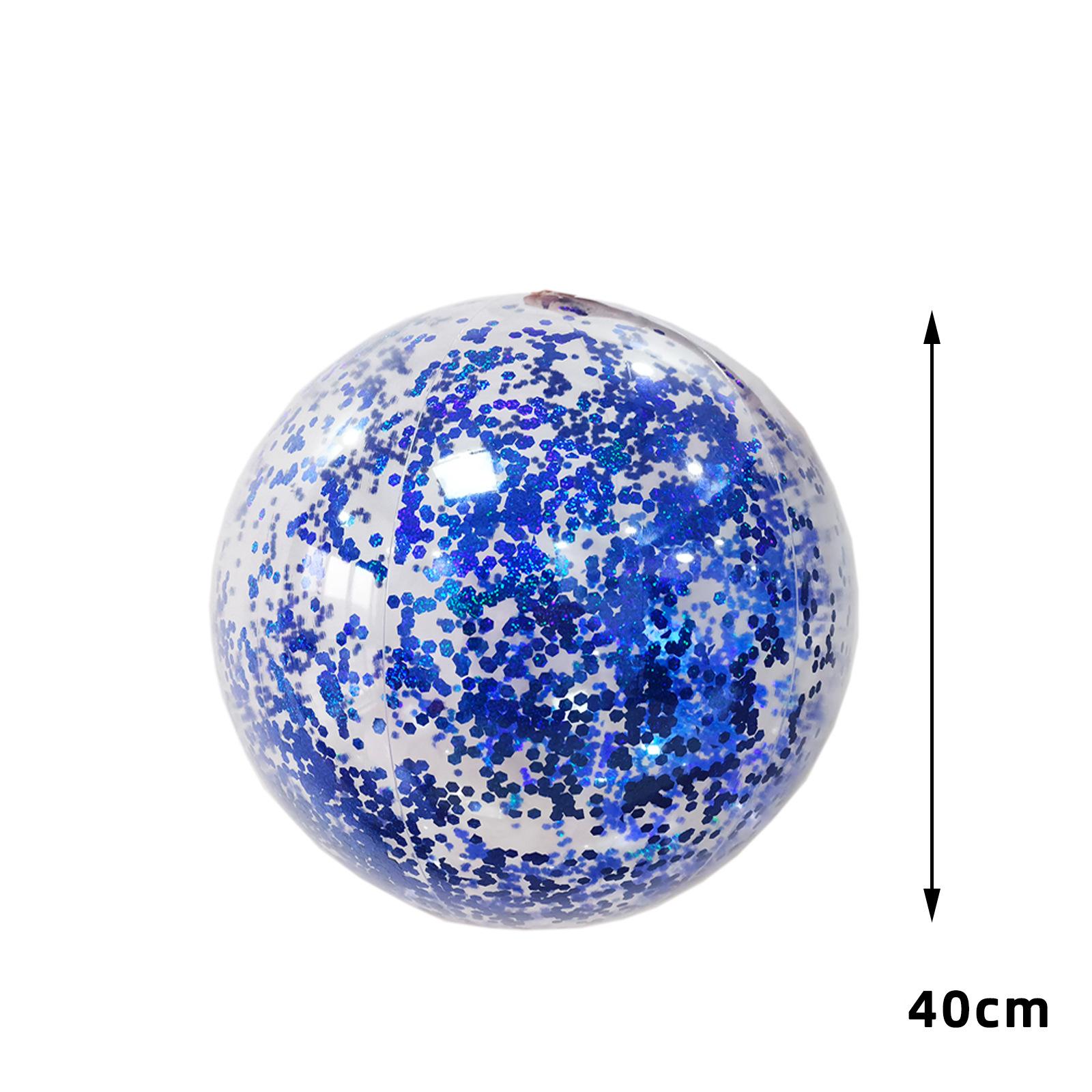 

Блестящий пляжный мяч, игрушка для плавания, мяч, разноцветные бумажные фрагменты, сверкающий надувной прозрачный пляжный мяч, бассейн, вода, пляж синий