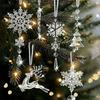 32 Pcs Christmas Ornaments Acrylic Hanging Decor Set with Snowflakes Deer Snowman Icicles Candy Canes Eiffel Tower Xmas Tree Decorations